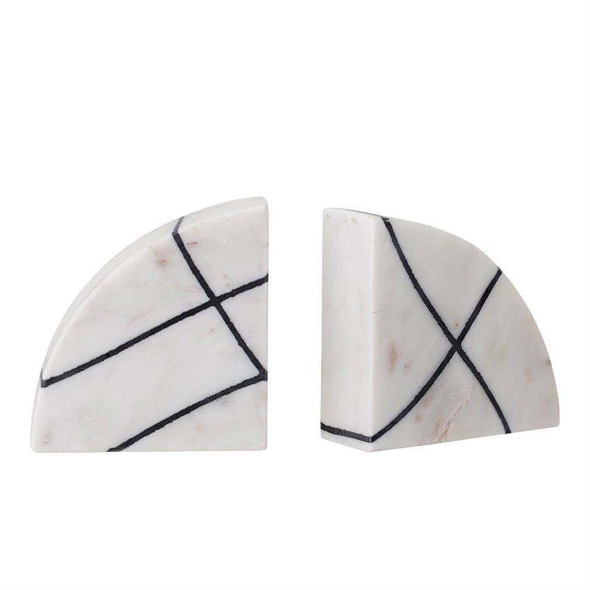 Marble Black & White Bookends