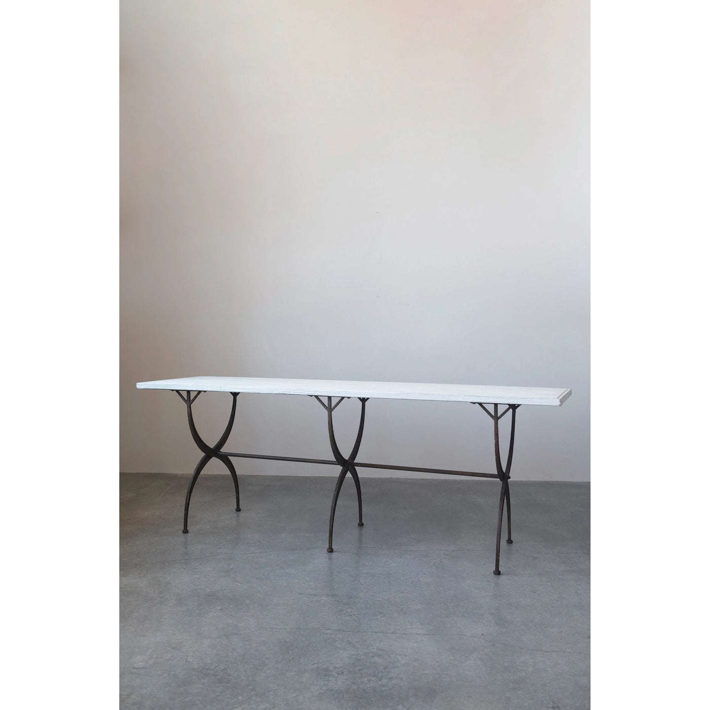 White Wood & Iron Table