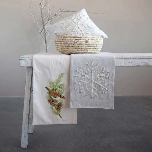Snowflake Table Runner with Jingle Bells