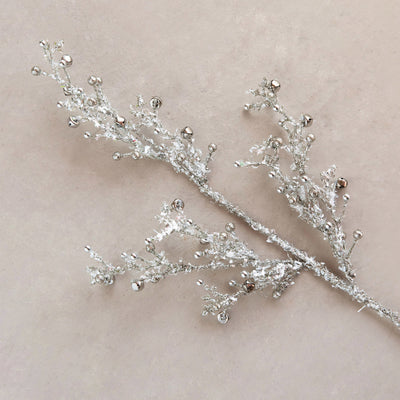 Silver Branch with Berries & Jingle Bells